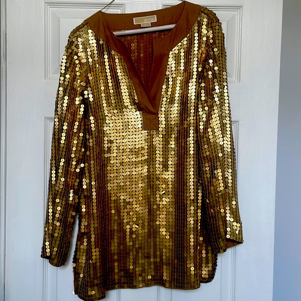 Michael Kors Sequin Long Sleeve Tunic Med